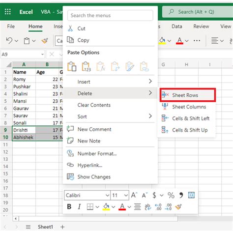 delete all rows below in excel.